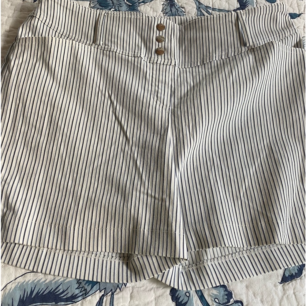 Size 12 comfy stretchy shorts. White and blue stripe.